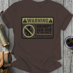 Brown t-shirt with warning sign about a grumpy Gen-Xer in the wild.