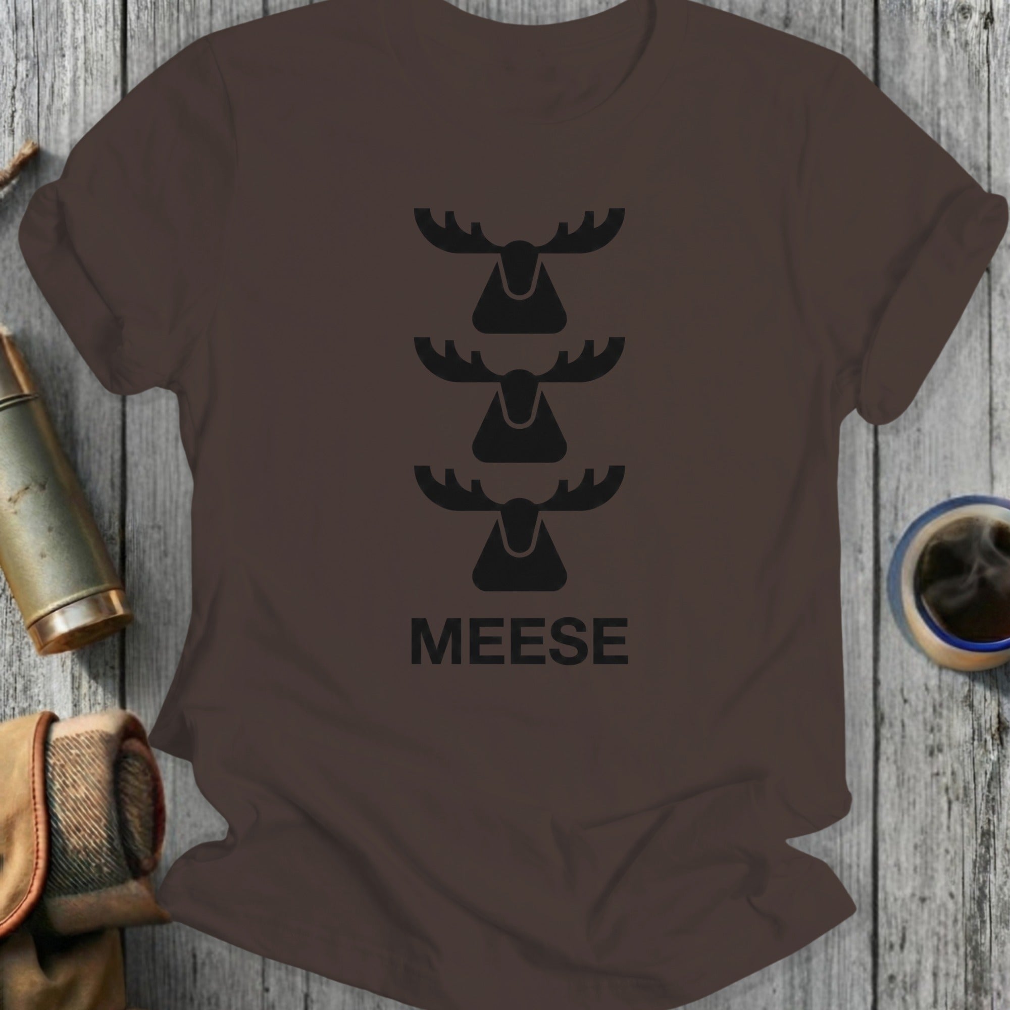 Meese Three Moose Heads Design T-Shirt
