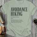 Light green t-shirt with "AVOIDANCE HIKING" and its definition.