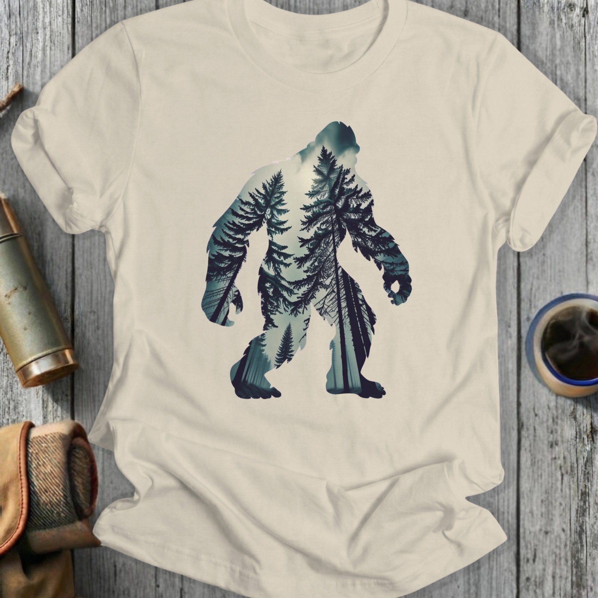 Bigfoot Forest Silhouette Graphic Tee Shirt Product