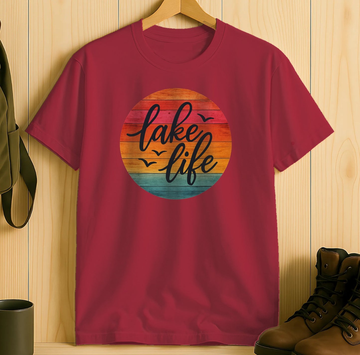 Lake Life Graphic Print T Shirt Vibrant Red product type