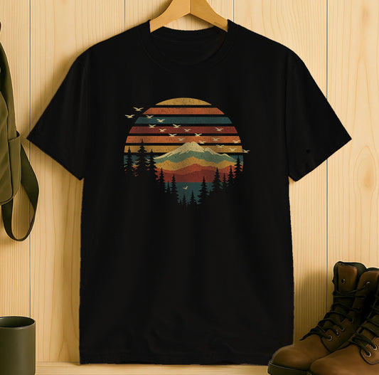 Retro Mountain Sunset Graphic Print T-shirt product type