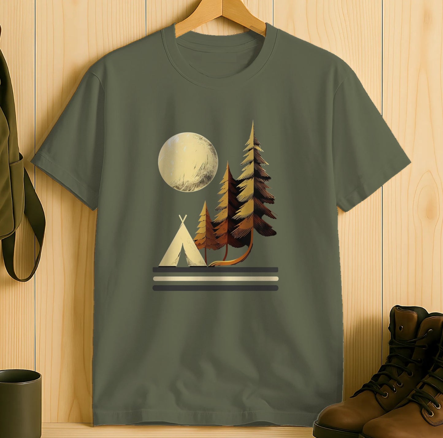 Moonlit Forest Camping Scene T-Shirt product type