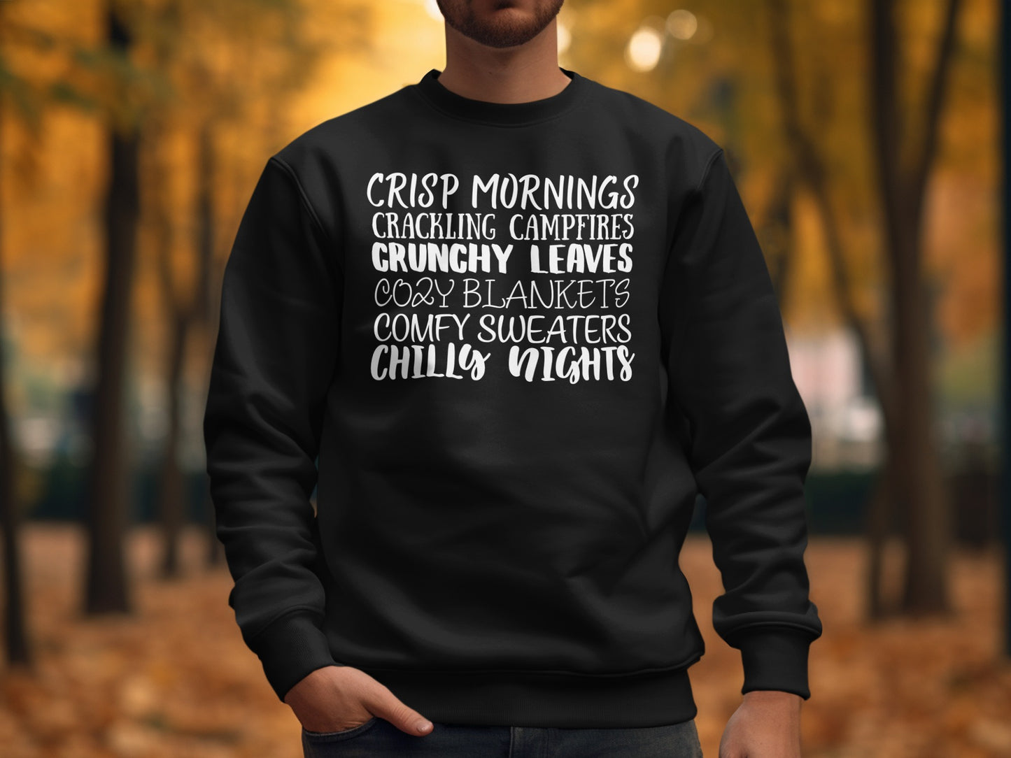 Cozy Fall Vibes Sweatshirt with Fun Seasonal Quotes product type