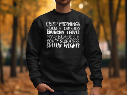 Cozy Fall Vibes Sweatshirt with Fun Seasonal Quotes product type