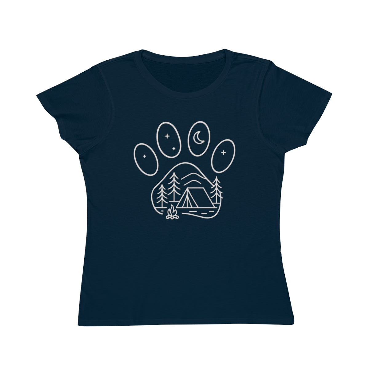 Moon and Stars Camping Paw Print T-Shirt