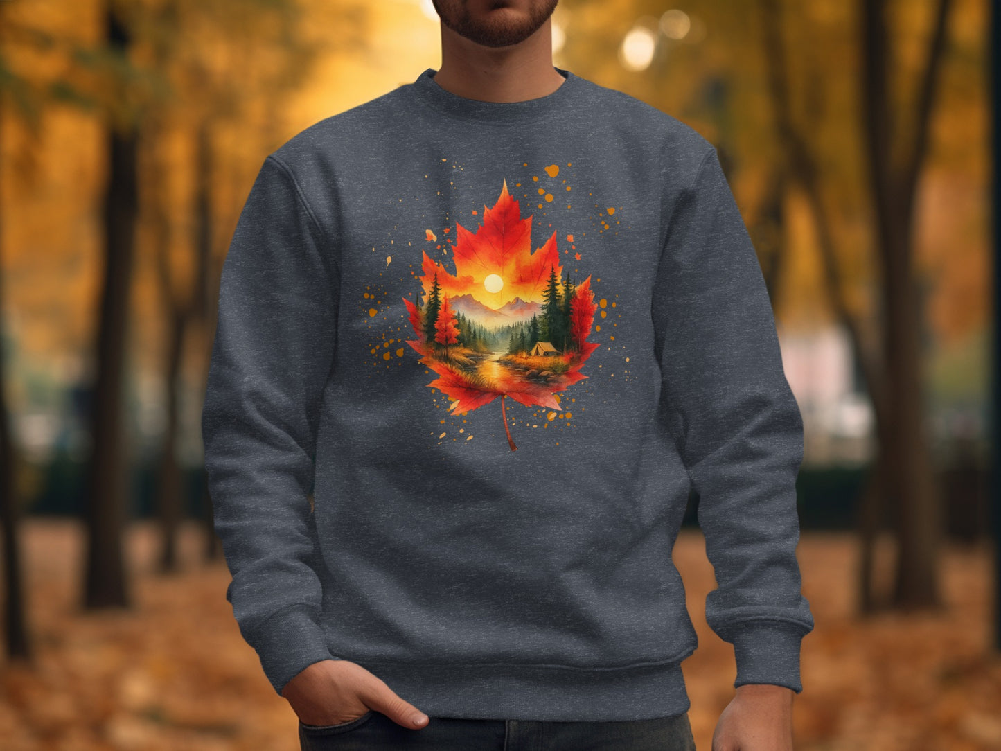 Vibrant Autumn Leaf Scenic Sweatshirt product type