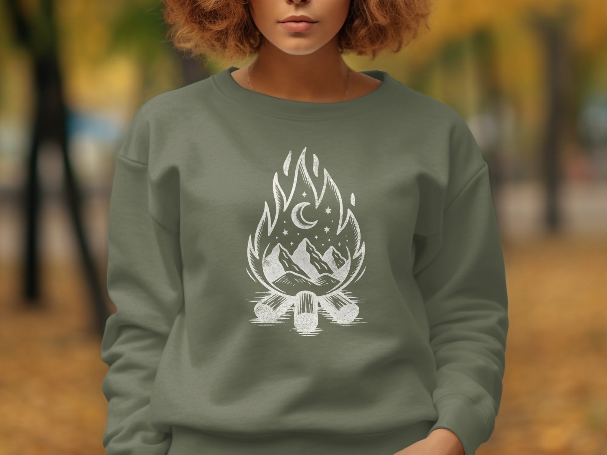 Campfire and Mountains Graphic Print Sweatshirt product