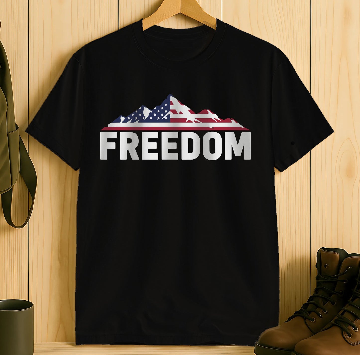 American Flag Freedom Graphic Black Shirt product type