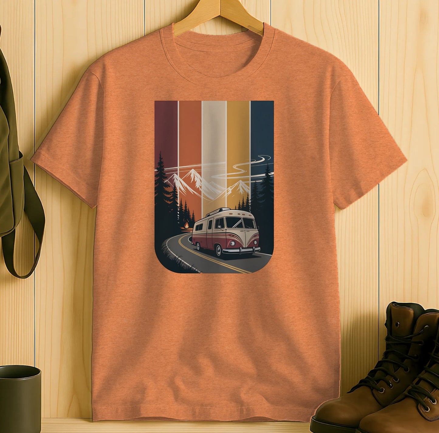 Vintage Camper Van Retro Mountains Graphic Product Type