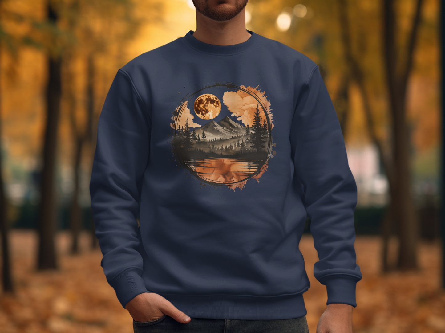 Watercolor Mountain and Moon Sweatshirts