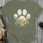 Mountain Landscape Paw Print Graphic T-Shirt