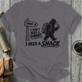 Bear with a backpack and snack, near a "Summit" sign, text says "I don't need a summit, I need a snack".
