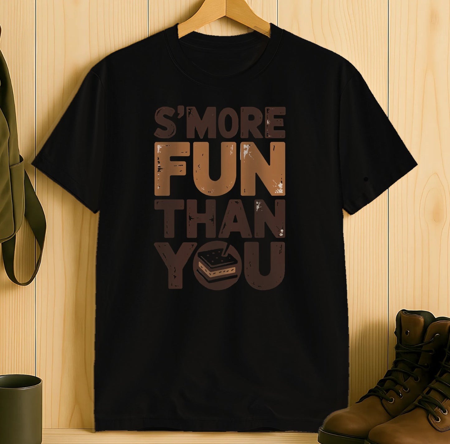 S'more Fun Than You Graphic Printed Black T-shirt product