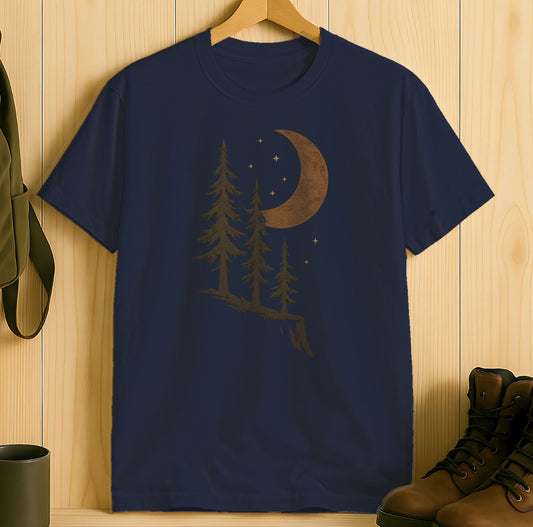 Scenic Moon and Pine Trees Night Sky Graphic T-Shirt Product