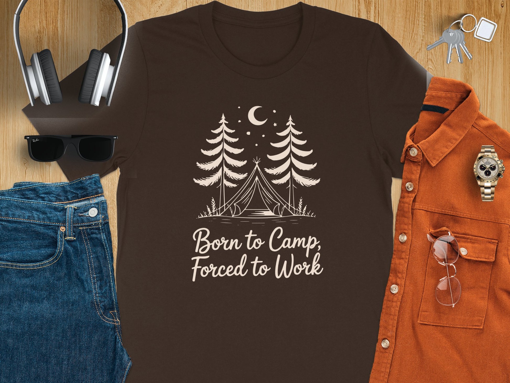 Born to Camp Forced to Work Camping T-Shirt product type