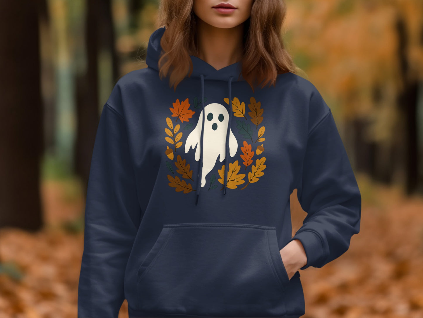 Cute Ghost Autumn Leaves Hoodie product