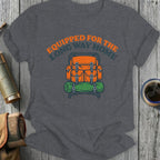 Orange backpack and sleeping bag graphic with text "Equipped for the long way home".
