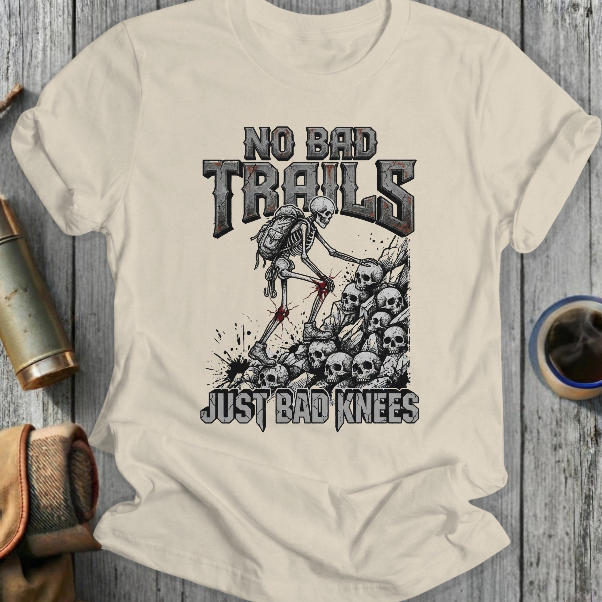 No Bad Trails Just Bad Knees Skull Design T-shirt