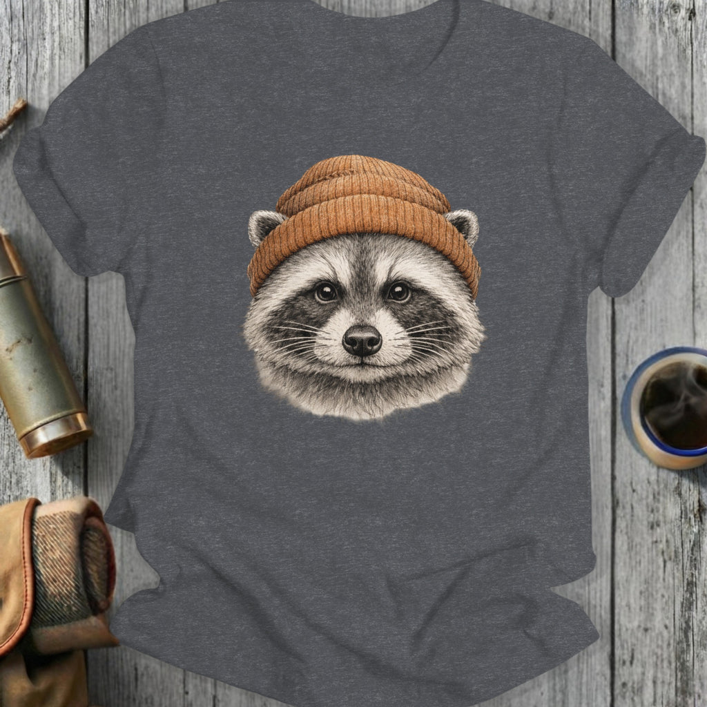 Cozy Raccoon in Beanie Graphic Tee Product