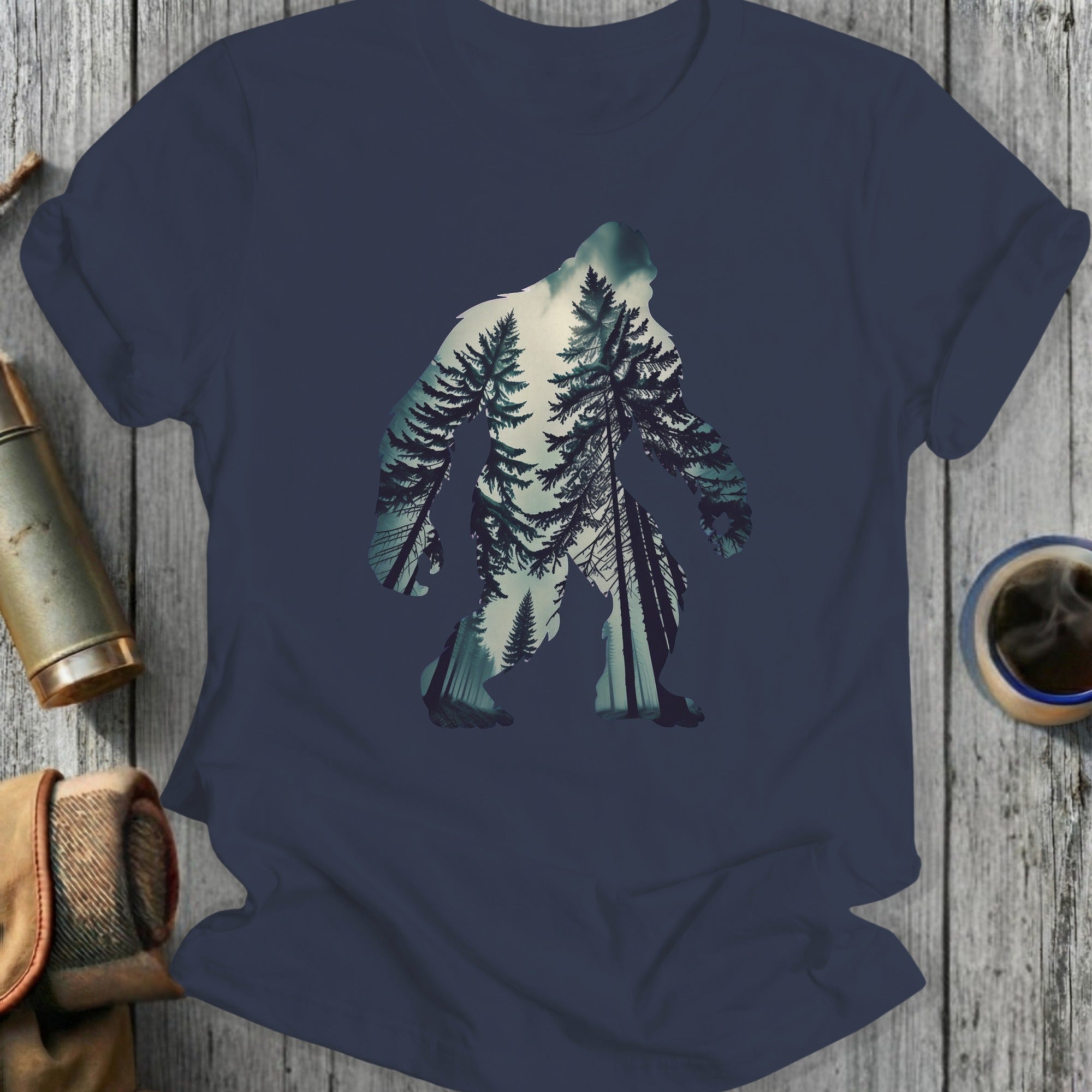 Bigfoot Forest Silhouette Graphic Tee Shirt