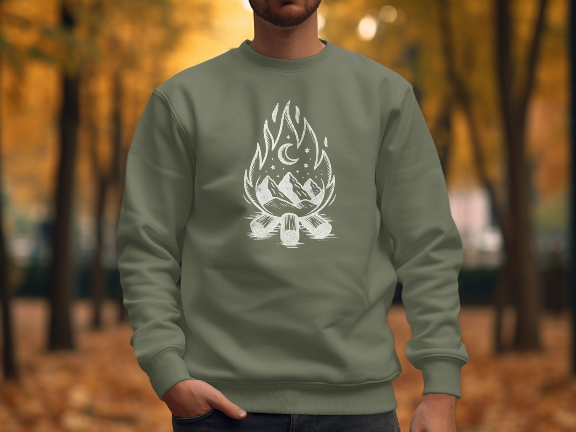 Campfire Mountain Scene Sweatshirt product type