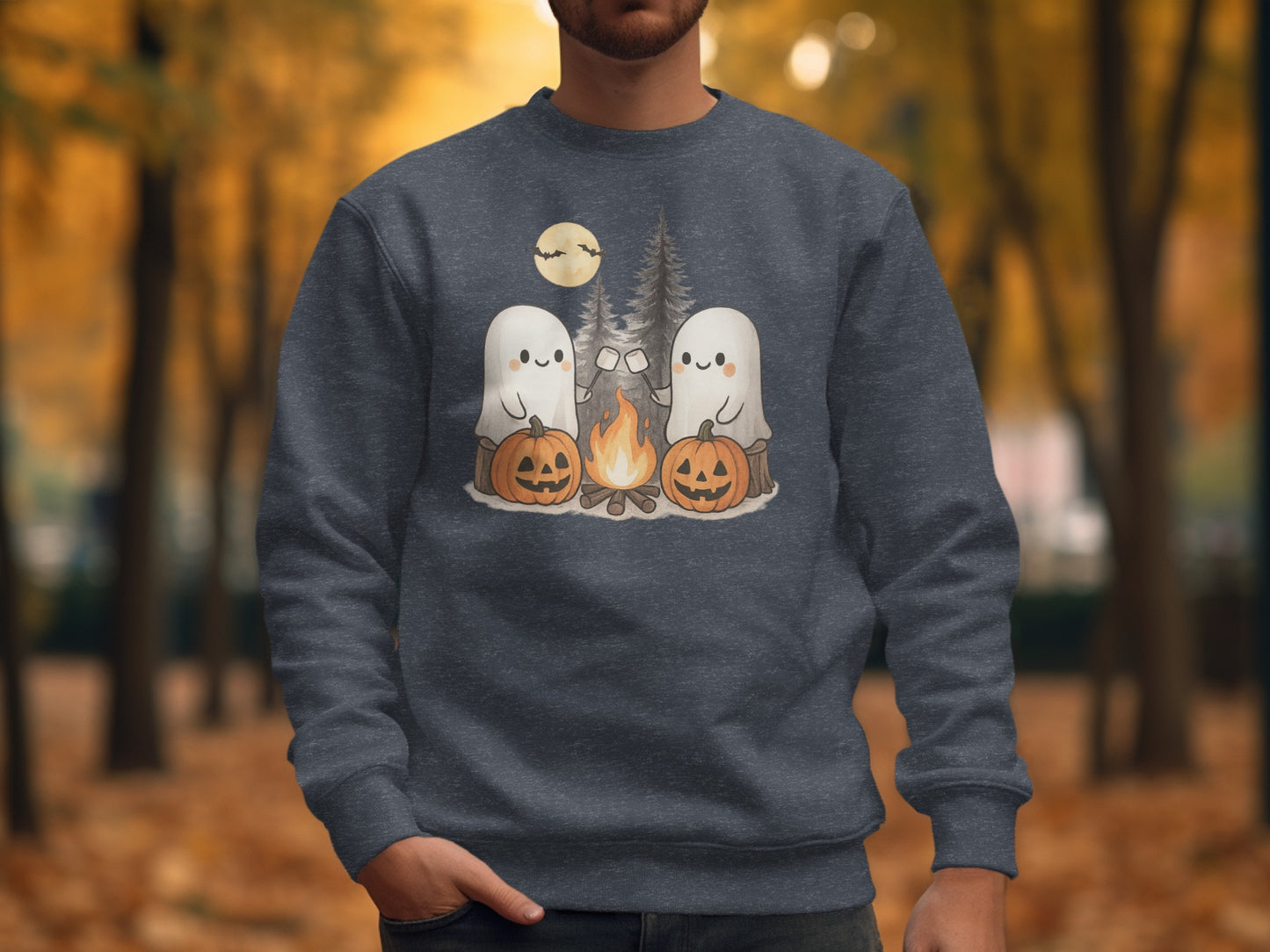 Cozy Halloween Ghost Campfire Sweatshirt product type