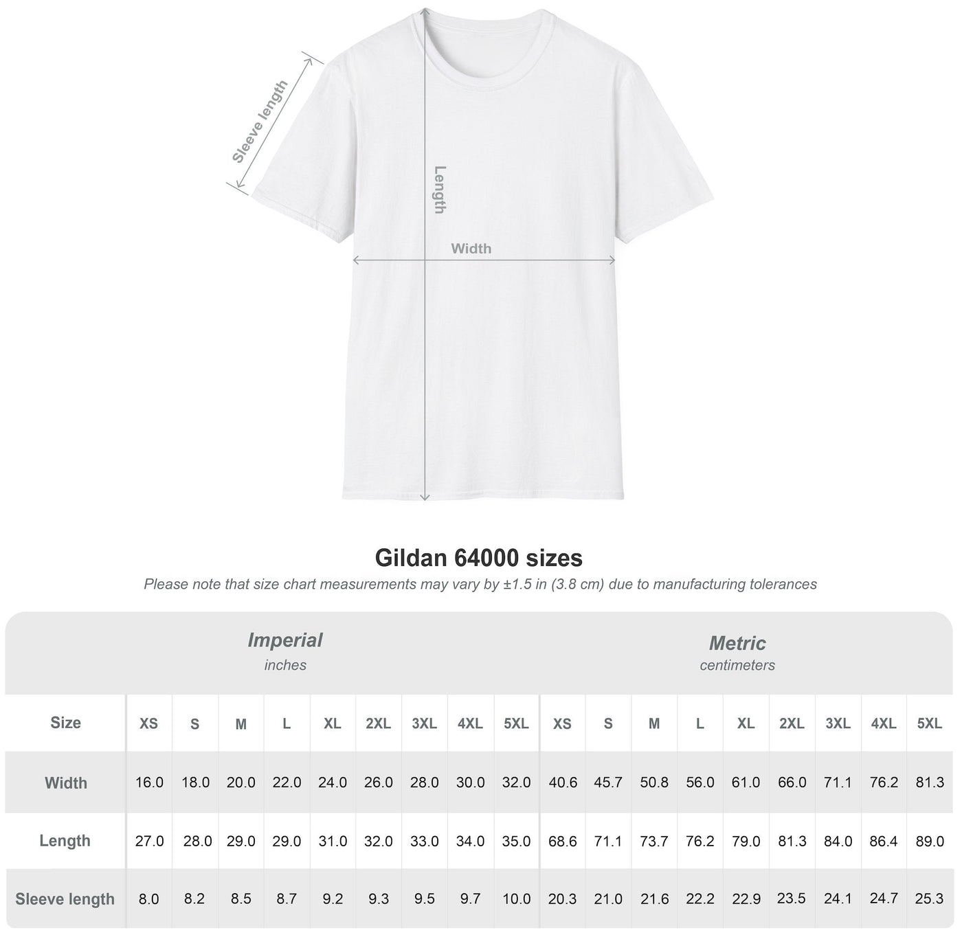 bmp-sizechart-tshirt for Nature Outdoors Theme