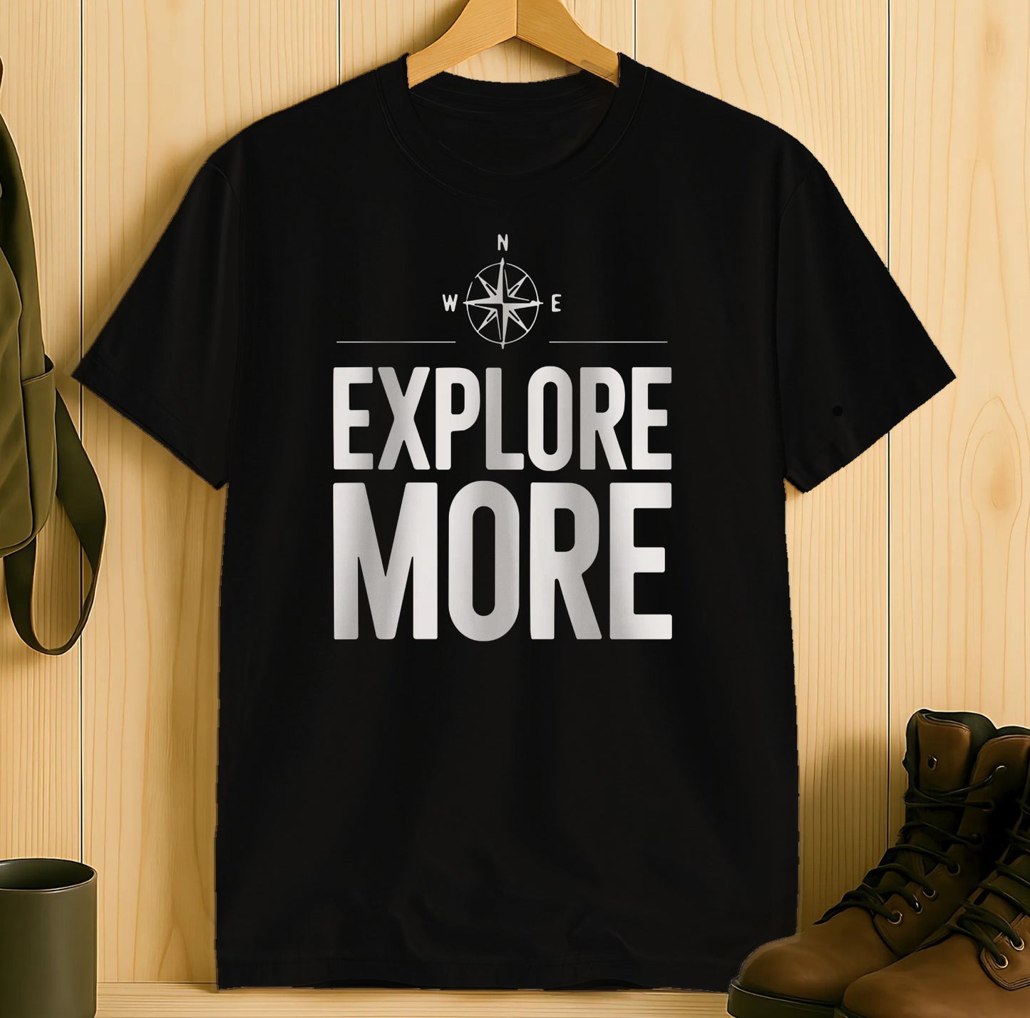 Explore More Compass Design on Black T-shirt Product