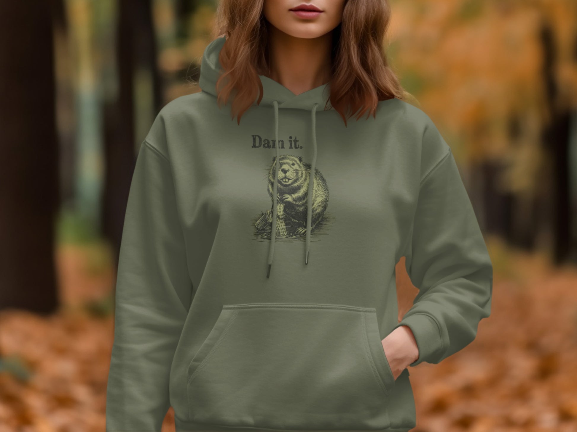 Lion Graphic Hoodie with Damn It Text Print product type