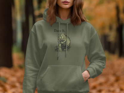 Lion Graphic Hoodie with Damn It Text Print product type