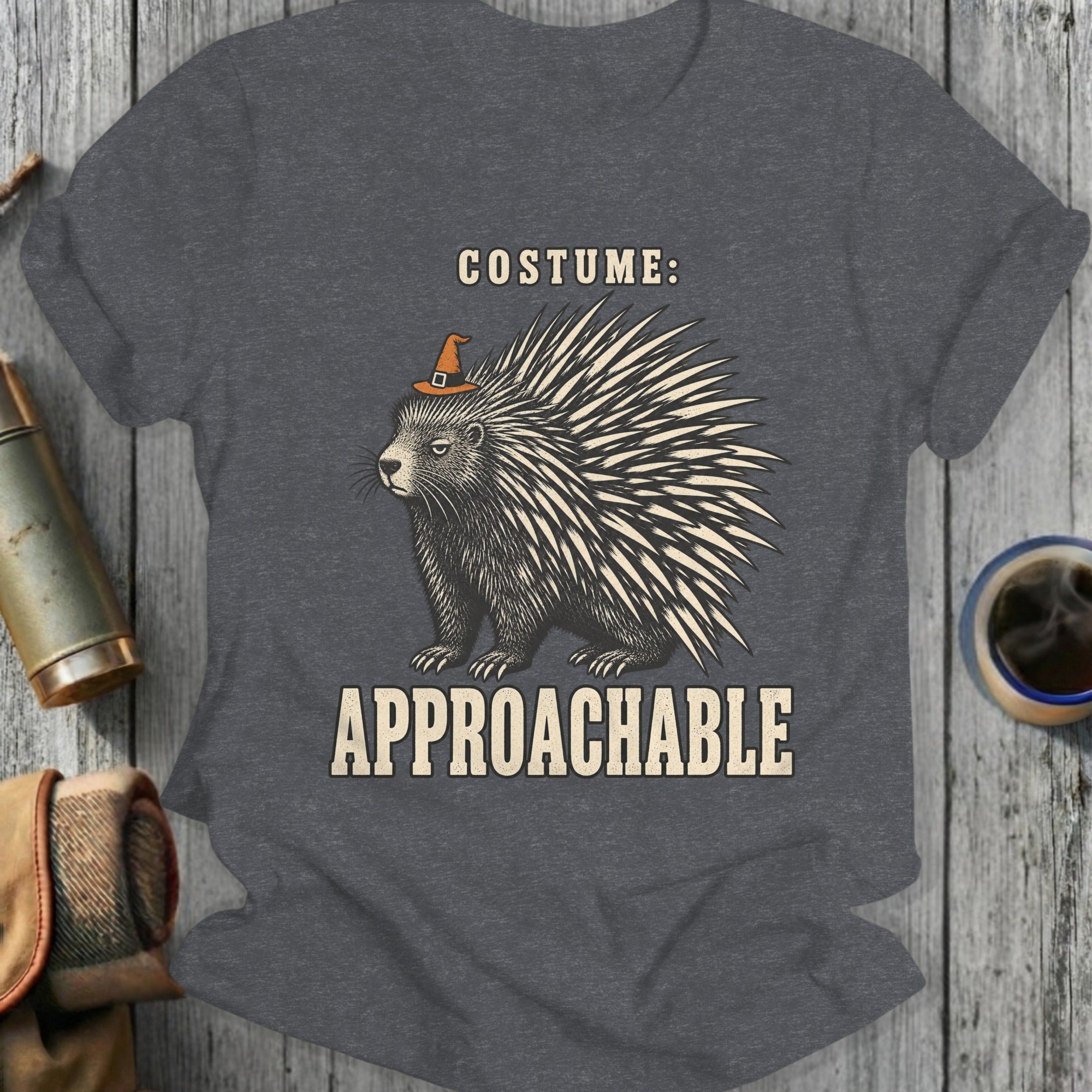 Porcupine in a witch hat with text "Costume: Approachable".