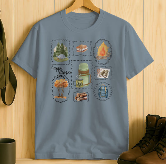 Happy Camper Graphic Print Camping T-shirt product type