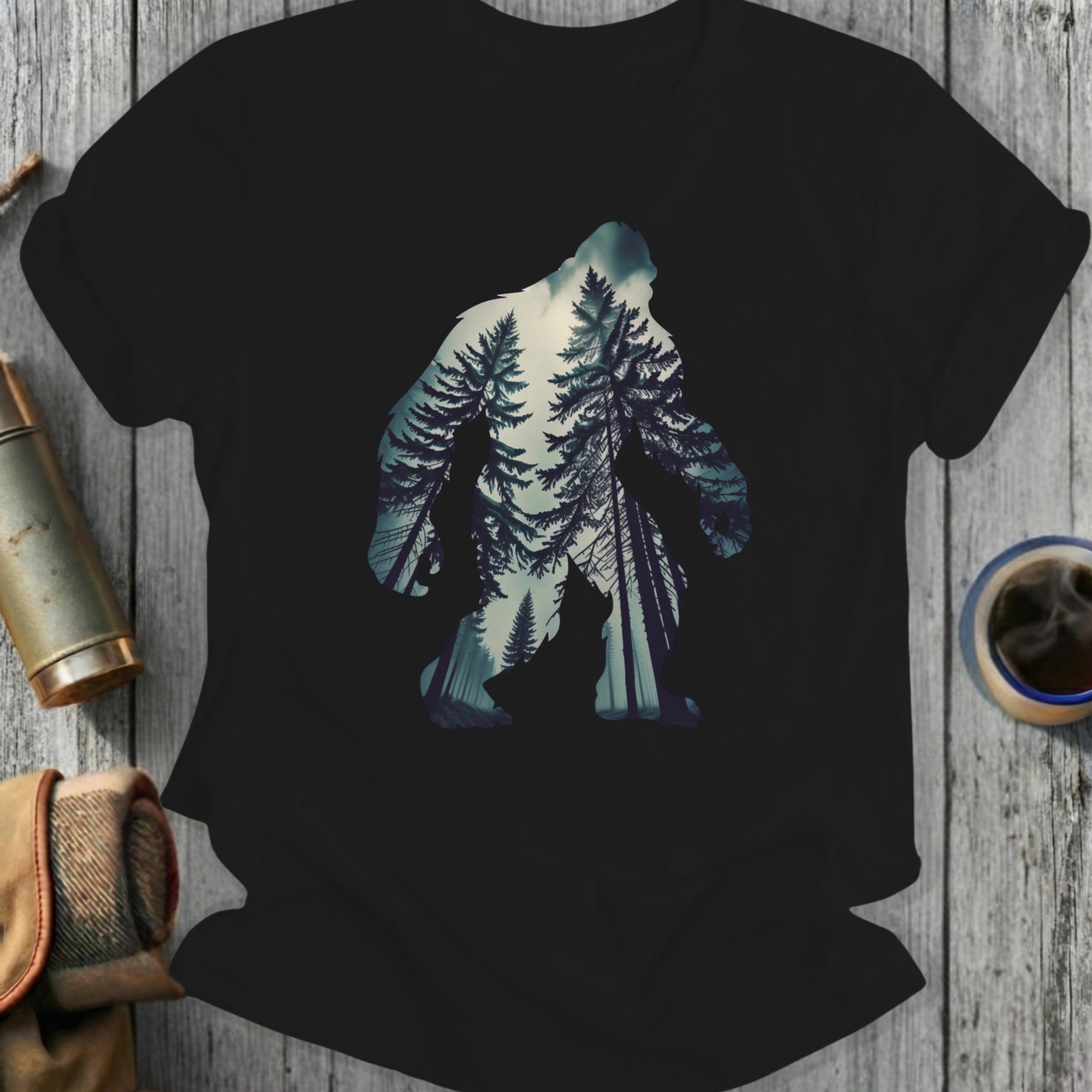 Bigfoot Forest Silhouette Design Printed T-shirt