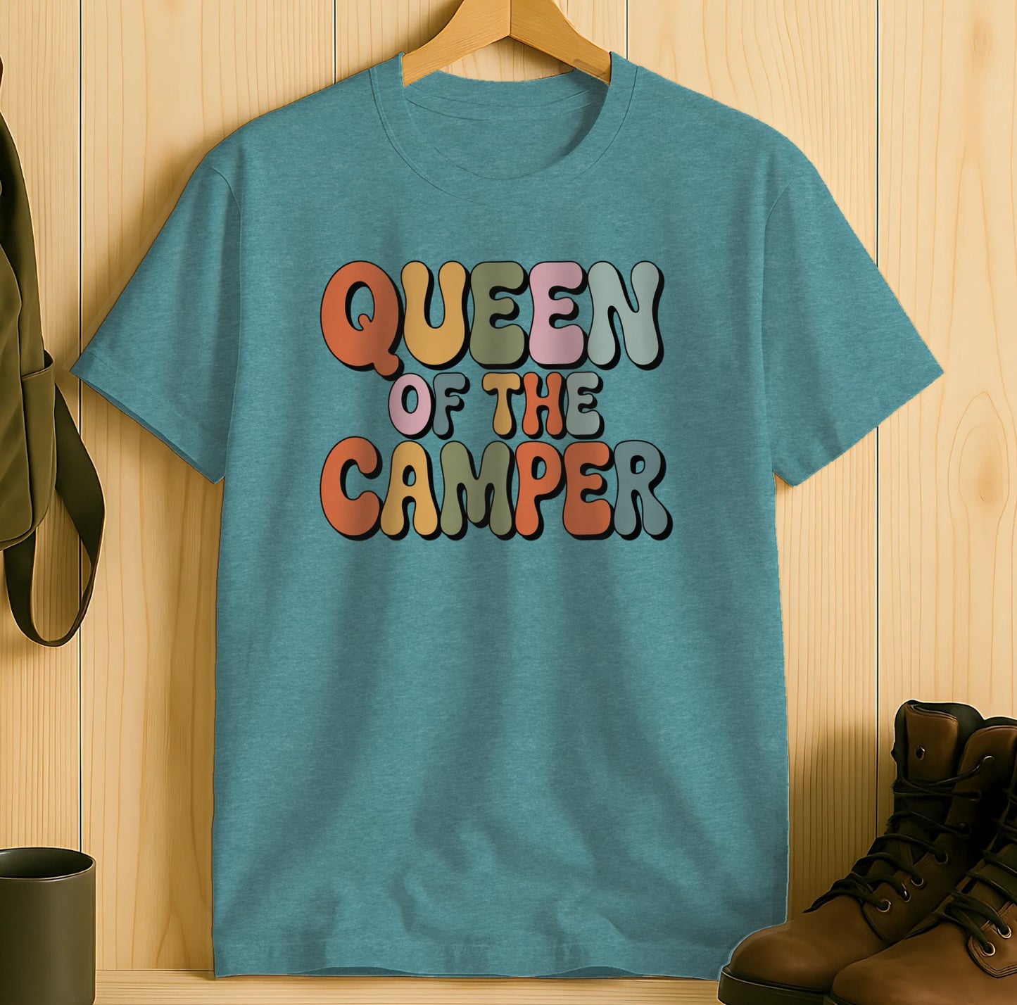 QUEEN OF THE CAMPER Graphic Blue T-shirt product