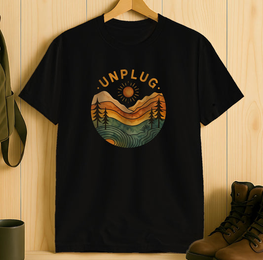 Unplug Adventure Inspired Mountain Design Shirt Product
