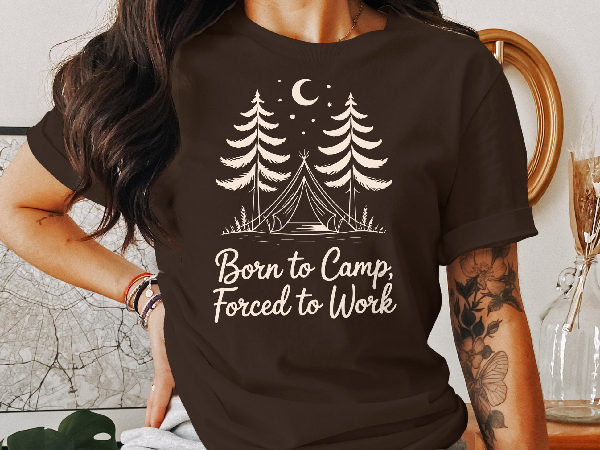 Born to Camp Forced to Work Graphic T-Shirt product