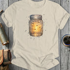 Fireflies in Mason Jar Nighttime Illustration T-Shirt