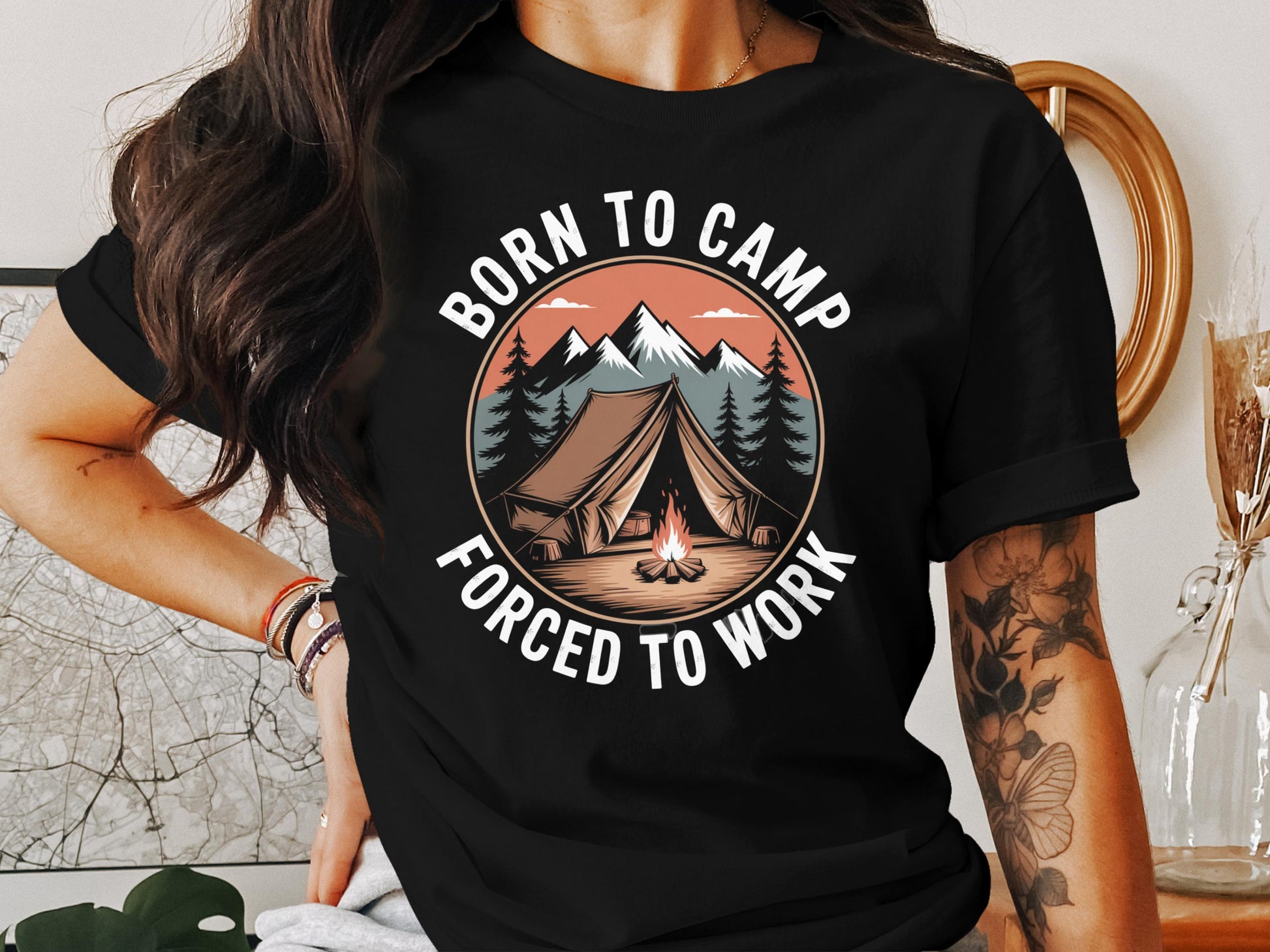 Born to Camp Forced to Work Graphic T-shirt product type