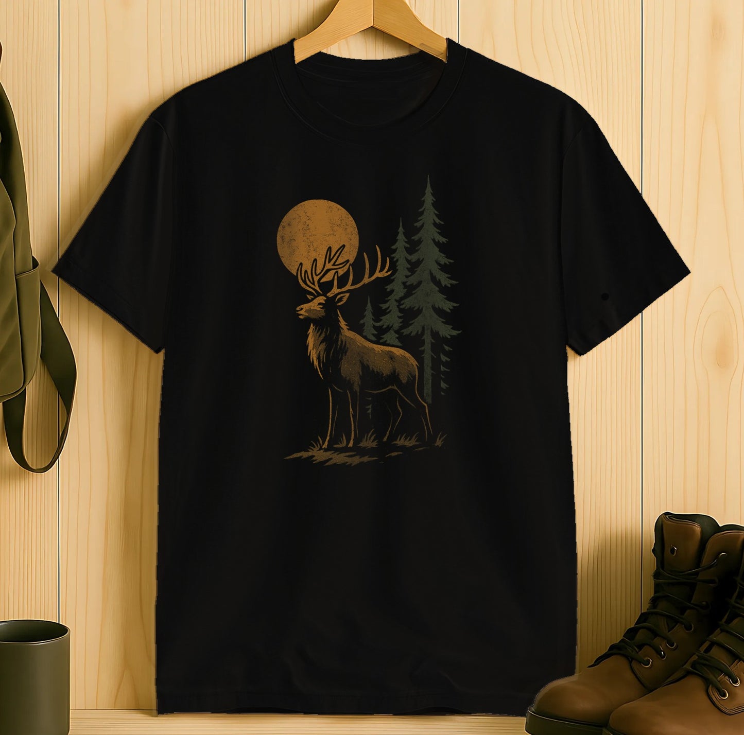 Majestic Stag Moonlit Forest Graphic T-Shirt product type
