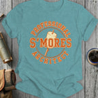 T-shirt with "Professional S'mores Architect" text and marshmallow graphic.