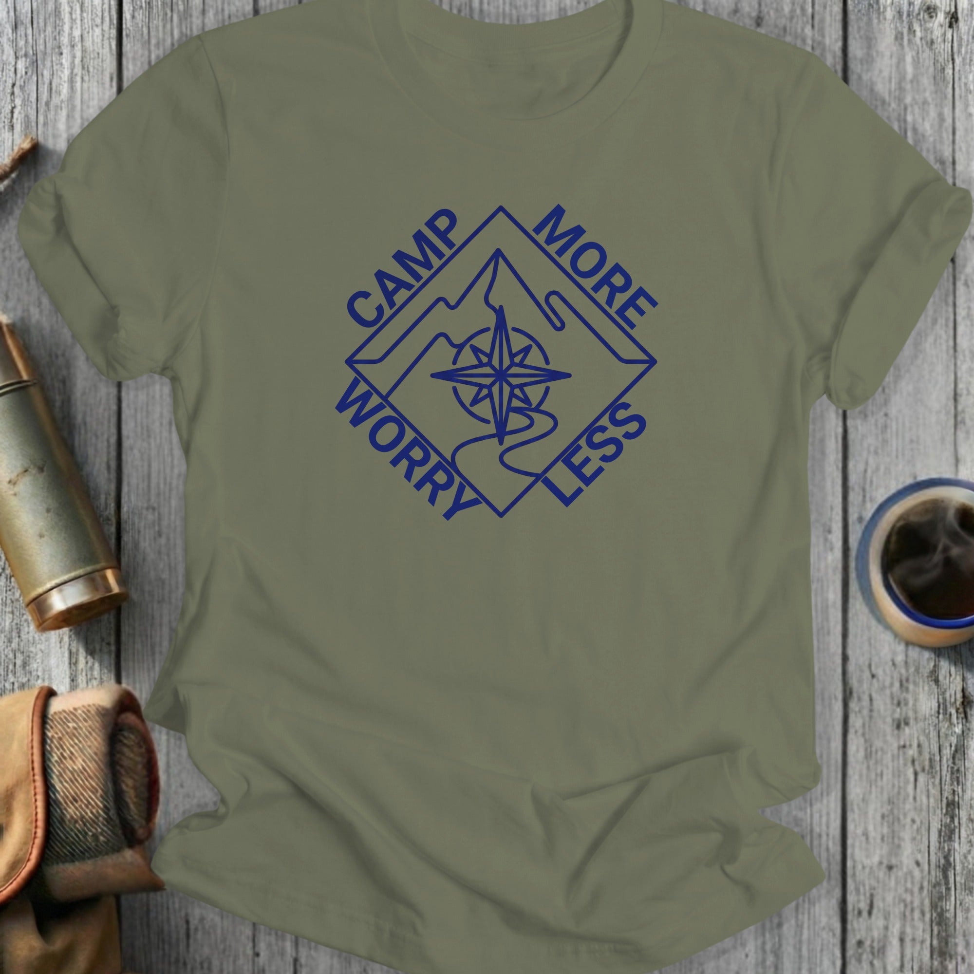 Camp More Worry Less Compass Design Shirt