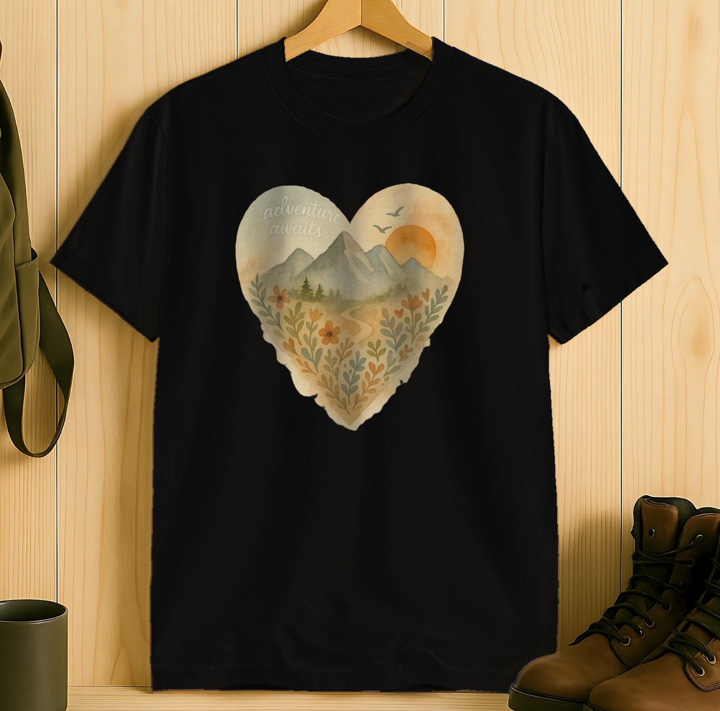Adventure Awaits Scenic Heart Design T-Shirt product
