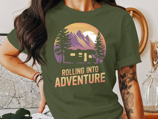 Rolling into Adventure Scenic Background Shirt product type