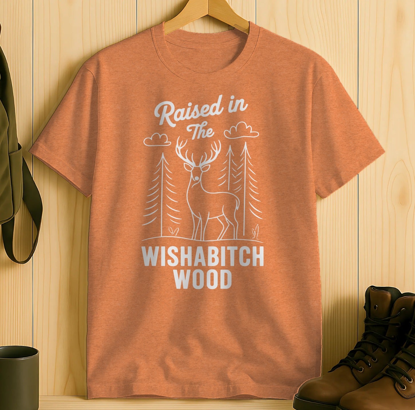 Raised in The Wishabitch Wood printed t-shirt
