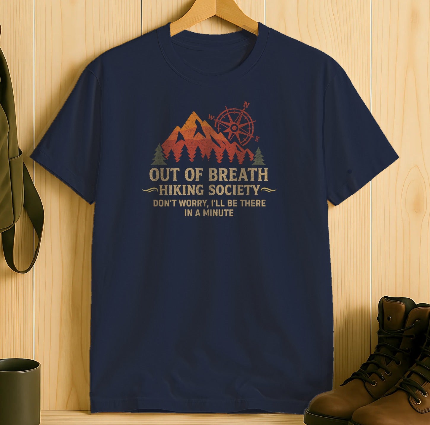 Out Of Breath Hiking Society Funny Graphic T-Shirt product type