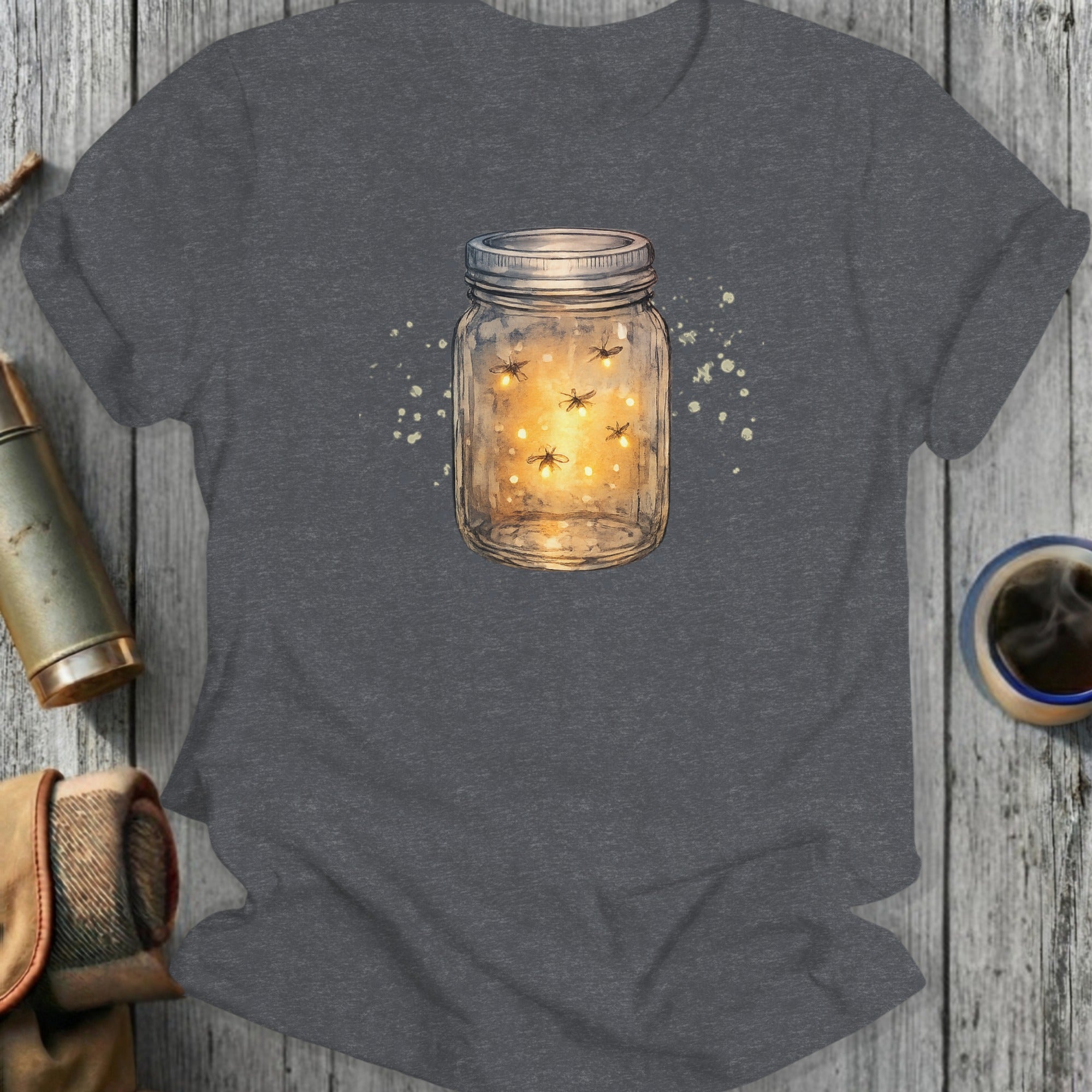 Fireflies in Mason Jar Graphic Tee Shirt