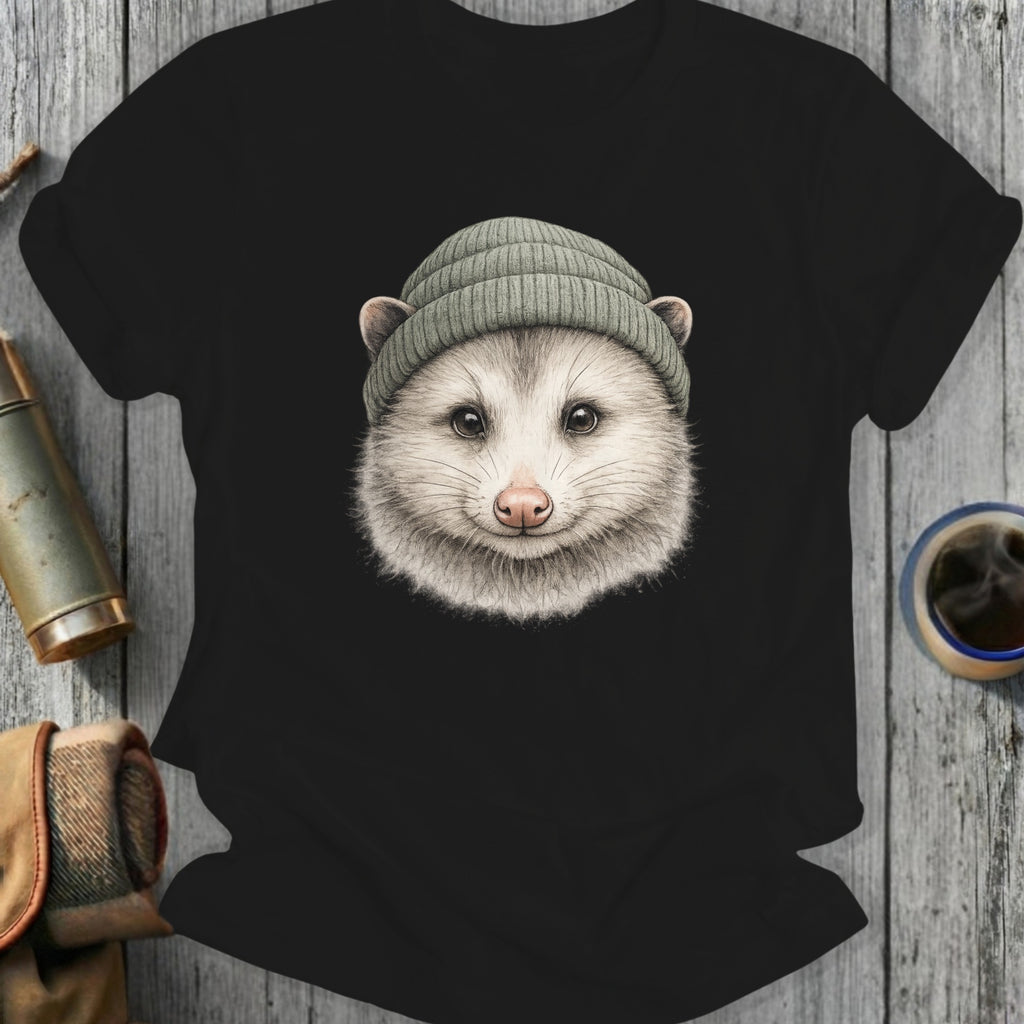 Opossum With Beanie Hat Adorable Animal Graphic Shirt