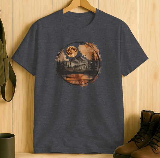Vintage Moonlit Forest River Scene T-Shirt product type