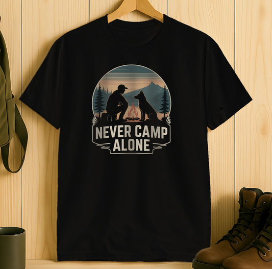 Never Camp Alone Black Short Sleeve T-shirt product